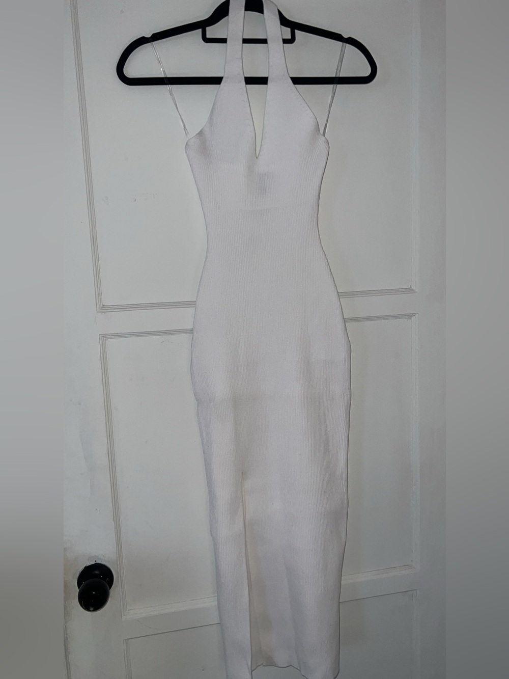 Windsor White Ribbed V-Neck Maxi Dress